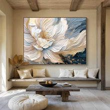 Load image into Gallery viewer, 3D Textured Floral Abstract Painting on Canvas - “Elegant Bloom” DKH703