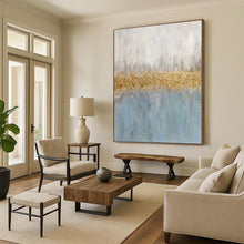 Load image into Gallery viewer, Blue & Gold Abstract Striped Art, Ideal for Serene Bedroom & Sophisticated Office LargeART2289