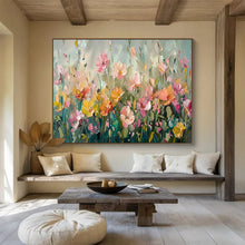 Load image into Gallery viewer, Soft - Toned Floral Abstract Painting on Canvas - “Pastel Meadow” DKH709