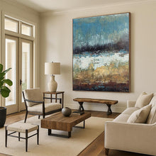 Load image into Gallery viewer, Large - Format Blue - Brown Abstract Landscape Acrylic Art for Lake House & Art Studio LargeART0420