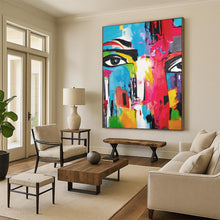 Load image into Gallery viewer, Abstract Expressionist Face Art, Bold Color - Dripped Painting for Creative Studio & Eclectic Living Room LargeART2220
