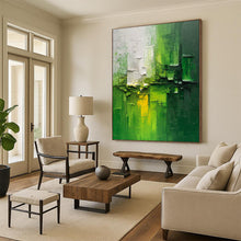 Load image into Gallery viewer, “Textured Green Abstraction” - Expressionistic Abstract Acrylic, Suits Contemporary Bedroom and Art Studio DTP003