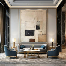 Load image into Gallery viewer, Oversized Hand - painted Neutral Tones Geometric Sketch Art for Minimalist Offices LargeART0159