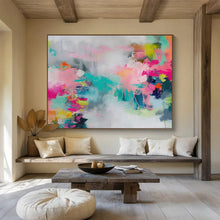 Load image into Gallery viewer, Hand - painted Pastel & Bright Abstract Fusion Acrylic Art for Trendy Teen Bedrooms LargeART1682
