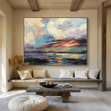 Load image into Gallery viewer, Colorful Sunset Abstract Painting for Beach House Veranda & Boho - Chic Living Room DKH197