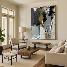 Load image into Gallery viewer, Oversized Gray - Gold Abstract Art for Urban Loft & Creative Conference Room LargeART0493