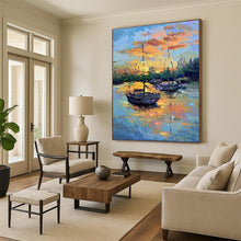 Load image into Gallery viewer, Colorful Sunset Sailboats Abstract Painting, Perfect for Tropical - Themed Living Room & Beach House Dining Area LargeART1882