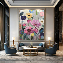 Load image into Gallery viewer, Colorful Floral Abstract Canvas Painting, Suited for Bohemian Living Room & Cheerful Café LargeART1306