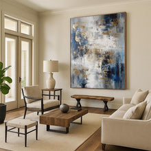 Load image into Gallery viewer, Blue - Gray - Gold Abstract Acrylic Art - Suited for Dining Room & Hotel Lobby Adornment LargeART0537