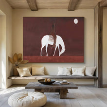 Load image into Gallery viewer, Minimalist Equestrian Painting on Canvas - “Moonlit Rider” DKH732