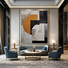 Load image into Gallery viewer, Interlocking Geometric Forms Abstract Canvas Painting, Great for Contemporary Gallery & Design - Focused Studio LargeART1207