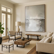Load image into Gallery viewer, Gray & White Abstract Landscape Painting, Ideal for Minimalist Bedroom & Serene Office LargeART2083