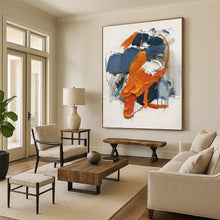 Load image into Gallery viewer, Blue and Orange Abstract Textured Strokes Acrylic Art - Suited for Coastal - inspired Living Room & Creative Coworking Space LargeART0613