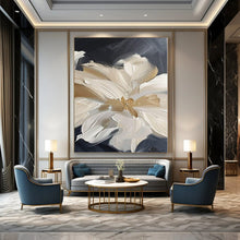 Load image into Gallery viewer, Cream and Black Floral Art, Great for Glamorous Dressing Room & Upscale Dining Area LargeART1092