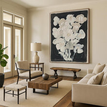 Load image into Gallery viewer, “White Flowers on Black Background” – Simple Abstract with Floral Motif DTP140