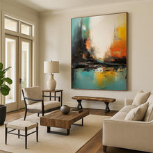 Load image into Gallery viewer, “Vibrant Urban Abstraction” Abstract Cityscape Painting on Canvas, Energetic Metropolitan Art DKH928