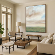 Load image into Gallery viewer, Green & Brown Abstract Field Art, Perfect for Rustic Bedroom & Calm Office LargeART2117