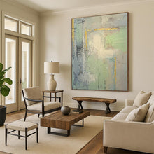 Load image into Gallery viewer, Oversized Gray - Mint Gold Abstract Acrylic Art for Living Room & Office Lobby LargeART0374