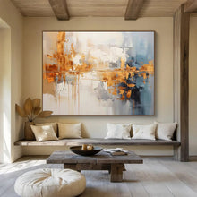 Load image into Gallery viewer, Gold & Gray Reflections: Urban - Inspired Metallic Abstract Large - Scale Hand - painted Abstract Acrylic Art DLZ183