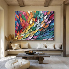Load image into Gallery viewer, Colorful Feather - Like Abstract Painting on Canvas - “Wings of Color” DKH689