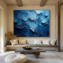 Load image into Gallery viewer, Textured Blue Abstract Painting on Canvas - “Deep Blue Textures” DKH758