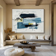 Load image into Gallery viewer, Blue & Black Abstract - Modern Living Room Art LargeART1561
