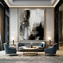 Load image into Gallery viewer, Dark Abstract Drip Art Abstract Canvas Painting, Suited for Industrial Loft & Dramatic Dining Room LargeART1130