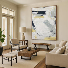 Load image into Gallery viewer, “White, Grey and Gold Abstract” - Luxe Minimalist Art on Canvas DKH1587
