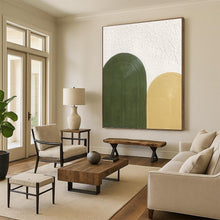 Load image into Gallery viewer, “Green and Yellow Textured Arches” - Green, Yellow Abstract Art on Canvas DKH1176