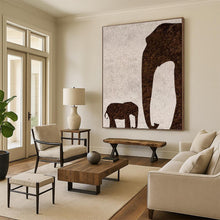 Load image into Gallery viewer, “Elephant Silhouette Textured Art” - Brown, White Abstract Art on Canvas DKH1329