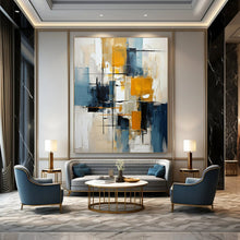 Load image into Gallery viewer, Blue & Yellow Abstract Painting, Perfect for Contemporary Dining Room & Creative Studio LargeART1435