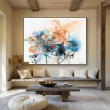 Load image into Gallery viewer, Ethereal Floral Portrait Abstract Painting on Canvas DKH536