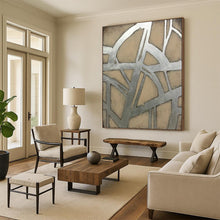 Load image into Gallery viewer, Silver & Beige Abstract Art, Ideal for Modern Loft & Sophisticated Office LargeART2328