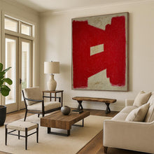 Load image into Gallery viewer, “Red Geometric Form” - Bold Red Abstract Shape Art, Abstract Painting on Canvas DKH1076