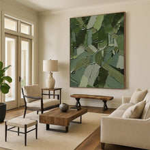 Load image into Gallery viewer, “Mosaic Green Shapes” - Green, Grey Abstract Art on Canvas DKH1211