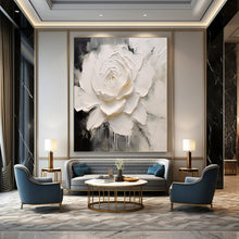 Load image into Gallery viewer, Textured White Flower Abstract Canvas Painting, Perfect for Elegant Bathroom & Minimalist Bedroom LargeART1202