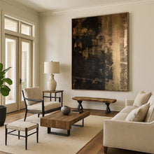 Load image into Gallery viewer, Oversized Dark Textured Abstract Art for Dramatic Living Room & Sophisticated Lounge LargeART0529