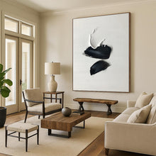 Load image into Gallery viewer, “Black and White Impasto Shapes” - Minimalist Textured Art on Canvas DKH1666