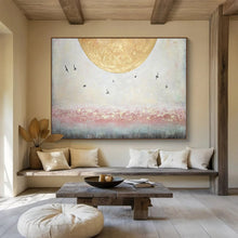 Load image into Gallery viewer, Hand - painted Large - scale Moon and Birds Scene Acrylic Art for Calming Bedrooms LargeART1773