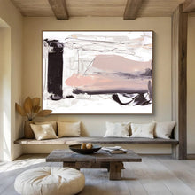 Load image into Gallery viewer, Elegant Black - White - Pink Abstract Acrylic painting DLZ143