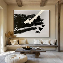 Load image into Gallery viewer, Black and White Textured Abstract Painting for Industrial Loft & Monochrome Study DKH284