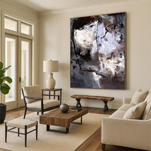 Load image into Gallery viewer, Hand - painted Extensive Monochrome Abstract Contours Acrylic Art for Modern Studies LargeART0048