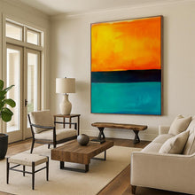 Load image into Gallery viewer, Orange, Black & Teal Color - Blocked Abstract, Ideal for Energetic Game Room & Bold Home Bar LargeART1949