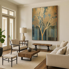 Load image into Gallery viewer, Golden Tree on Blue Acrylic for Luxury Home & Corporate Lobby LargeART0827