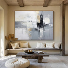 Load image into Gallery viewer, Grey & Gold Abstract - Elegant Living Room Art LargeART1574