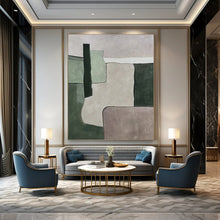 Load image into Gallery viewer, Green & Gray Geometric Abstract Painting, Ideal for Minimalist Living Room & Modern Office LargeART1434