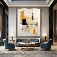 Load image into Gallery viewer, Orange & Black Geometric Abstract Painting, Perfect for Bold Home Office & Stylish Dining Room LargeART1461