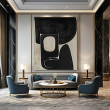 Load image into Gallery viewer, Intricate Black and White Shapes Abstract Canvas Painting, Great for Modern Studio & Art - Inspired Entryway LargeART1107