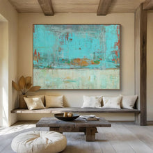 Load image into Gallery viewer, Turquoise & Rust Abstract - Vibrant Living Room Art LargeART1583