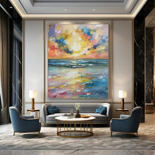Load image into Gallery viewer, Impressionist Seaside Sunset Painting, Suited for Beach House Dining Room & Coastal Bedroom LargeART1396